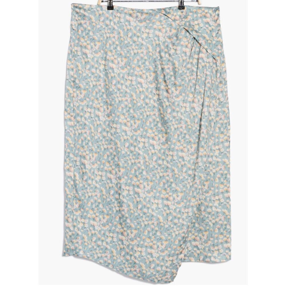 Vince Carnation Floral Asymmetric Hem Skirt in Blue Fog NWT Size 18W